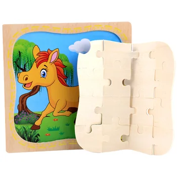 Bērniem Rotaļlietas Puzzle ar Atsauces Modelis, Koka Rotaļlietas Agri Mācību Izziņas Smart Games Dzīvnieku/ Transportlīdzekļa Jigsaw Puzzle Rotaļlietas