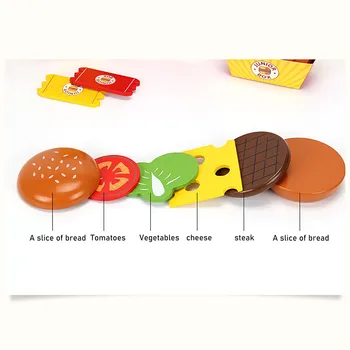 Bērniem, Rotaļlietas, Virtuves Simulācijas Spēlē Pārtikas Rotaļlietas Izlikties, Spēlēt Koka Fast Food Burger Kartupeļi Pārtikas Rotaļlietu Komplekts Dāvanu Izglītojošas Rotaļlietas Spēlēt