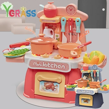Bērniem Virtuves Komplekts Fast Food Meitenēm rotaļlietas Izlikties, Spēlēt Pavārmāksla Rotaļlieta, Griešana Augļus Un Dārzeņus, Dinette Bērnu Rotaļu Mini Pārtikas