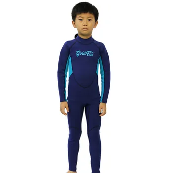 Bērniem Wetsuit Elpojošs Snorkeling Neoprēna 2,5 mm Bieza garām Piedurknēm UV Aizsardzība Ūdenslīdēju Kostīms Meitenēm Zēniem#292554