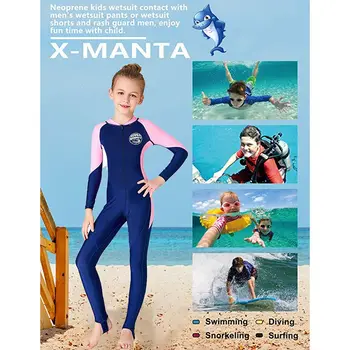 Bērniem Wetsuit Meitene Raibs Saulessargs garām Piedurknēm UV Aizsardzību, viengabala Peldkostīmu, Niršanas Tērps, peldkostīms Bērniem Peldkostīmi