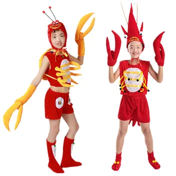 Bērns Pieaugušo Halloween cosplay puses sarkano krabju kostīmu omārs kostīms, bērnu, dzīvnieku smieklīgi garneles drēbes jumpsuit vīriešiem zēns meitene