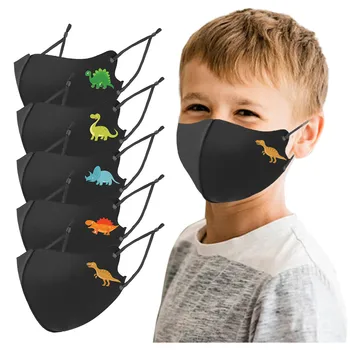 Bērnu 5GAB Mazgājams Modes Dinozauri print Sejas Maskas Atkārtoti izmantojamu Putekļu Necaurlaidīgs Maskas, Maskas mutes, Sejas maska drošu aizsargmaskas,