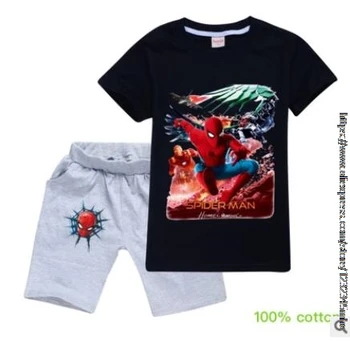 Bērnu Apģērba Komplekts Zēniem Vasaras Disney Zirnekļcilvēka T Krekls +Elsas 2gab Sporta Tērps Toddler Bērnu Apģērbam, Bērnu Ikdienas Apģērbu Mode
