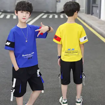 Bērnu apģērbi zēniem, uzvalks vasaras Bērnu apģērbi divas gabals apģērbu komplekts īsām piedurknēm apģērbs atbilstu Toddler Bērniem sporta drēbes