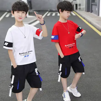 Bērnu apģērbi zēniem, uzvalks vasaras Bērnu apģērbi divas gabals apģērbu komplekts īsām piedurknēm apģērbs atbilstu Toddler Bērniem sporta drēbes