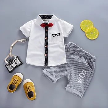 Bērnu apģērbs vasarā jaunu īsām piedurknēm zēns krekls divi-gabals baby bērnu vasaras kleita 1-4 gadus vecu bērnu uzvalks