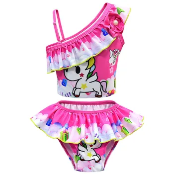 Bērnu Bērniem, Baby Toddler Meitenes, unicorn Vienā Gabalā vai divdaļīga Peldkostīmi, Peldēšanas Peldvietu Peldkostīmu 2019 Lady bug Bikini komplekts moana
