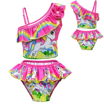 Bērnu Bērniem, Baby Toddler Meitenes, unicorn Vienā Gabalā vai divdaļīga Peldkostīmi, Peldēšanas Peldvietu Peldkostīmu 2019 Lady bug Bikini komplekts moana