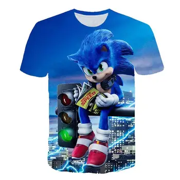 Bērnu drēbītes, Sonic t krekls 4 5 6 7 8 9 10 11 12 13 14 Gadu Sonic Ezis t-krekls Bērnu Zēnu Drēbes Meitenei, Topi, t-veida