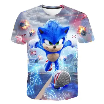 Bērnu drēbītes, Sonic t krekls 4 5 6 7 8 9 10 11 12 13 14 Gadu Sonic Ezis t-krekls Bērnu Zēnu Drēbes Meitenei, Topi, t-veida