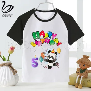 Bērnu Dzimšanas Dienas Panda T Happy Birthday Numuru Drukāt Bērniem Karikatūra T Smieklīgi Meitene Tops Ar Īsām Piedurknēm Zēniem BirthdayTshirt