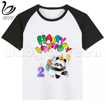 Bērnu Dzimšanas Dienas Panda T Happy Birthday Numuru Drukāt Bērniem Karikatūra T Smieklīgi Meitene Tops Ar Īsām Piedurknēm Zēniem BirthdayTshirt