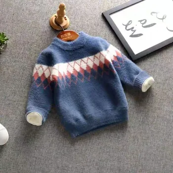Bērnu džemperi 2-8T bērniem Ūdeļu matu puloveri meitenes zēni ziemas bieza, silta jaka littler bērniem trikotāžas krekls bērnu zemāko mētelis
