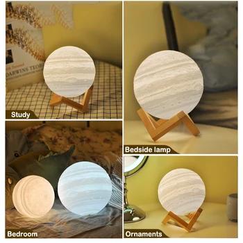 Bērnu Guļamistaba mēness Lampas Home Deco 3D Drukas Jupiteru mēness gaismas USB Ar Kontroles kustības sajūtu, Nightlight Bērniem Pirmsskolas dāvanu