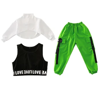 Bērnu Hip Hop Apģērbs, Krekls Top Kultūru Darbojas Gadījuma Bikses Meitene Mazulis Džeza Deja Kostīmu Valkāt Balles Deju Apģērbu