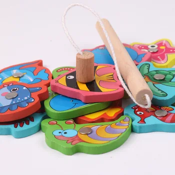 Bērnu Izziņas Magnētisko Zvejas Rotaļlietas Āra Koka Rotaļlietas, Magnētiskās Zvejas Spēles Rotaļlietas Smieklīgi 3D Zivju Zēni Meitene Dāvanas