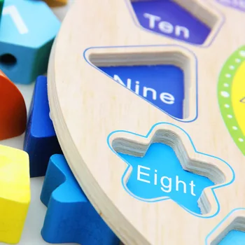Bērnu Koka Pulksteni un Pulkstenis Aritmētisko Rotaļlietas Krāsu, Formu savienošana Pārī Puzzle Rotaļlieta Pulksteni un Pulksteņa Laika Izziņas Spēles Rotaļlietas
