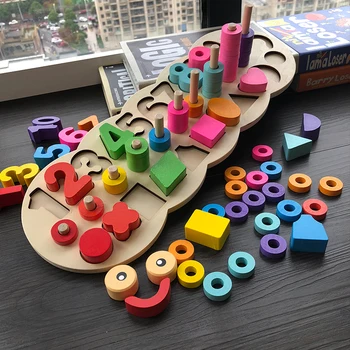 Bērnu Koka Rotaļlietu Montessori Materiāli, Mācību Skaits Numurus Matching Digitālo Formu Mača Sākumā Izglītības Mācību Math Rotaļlietas