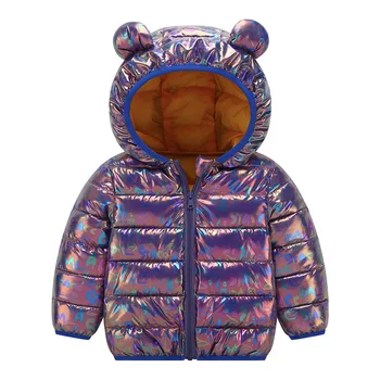 Bērnu kokvilnas polsterēta jaka rudens un ziemas krāsains karikatūra spilgti sejas dūnu jaka bērnu siltā kokvilnas mētelis