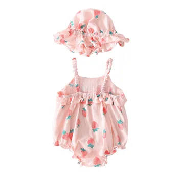 Bērnu meitene bez Piedurknēm Bodysuit 2019 Princese stils drukas cute Girl Bērnu Drēbes, Bērnu Rozā Bodysuit Baby Girl Apģērbu Jumpsuit