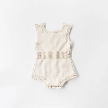 Bērnu Meitene Bez Piedurknēm Romper Adīšanas Kažokādu Bumbu Apdare Aukliņu Dizaina Pavasarī, Zīdaiņu Apģērbs