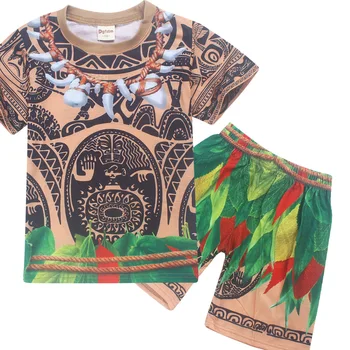 Bērnu Meiteņu Apģērbu Komplekti Moana Maui Kostīmu Mazulis Zēnu Apģērbu Komplekts Gadījuma T Krekli, Bērnu, Sporta Tērpi 2 Gab Top Tees + Bikses