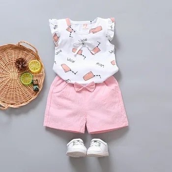 Bērnu meiteņu apģērbu komplekti, vasaras jaundzimušo kokvilnas t-krekls+šorti 2gab treniņtērpi, lai bebe meitenes toddler dzimšanas dienu skriešanas apģērbs 2020