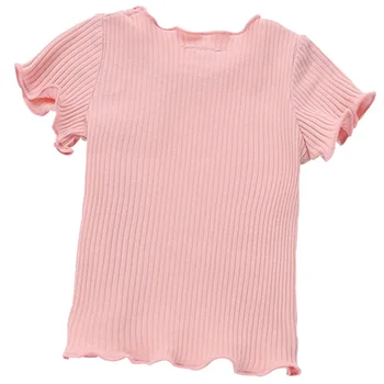 Bērnu Meiteņu Drēbes, T-krekls ar Īsām Piedurknēm Cieto Mīksto Toddler Bērniem Vasaras Topi T Krekls Adīšanas Vilnis Bērnu Kreklu, Jaundzimušo Apģērbi