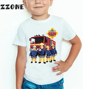 Bērnu Multfilmas Ugunsdzēsējs Sam Iespiesti Smieklīgu T kreklu Bērniem Vasaras Topi Baby Meitenes Zēni Liels Gadījuma T-krekls,ooo2078