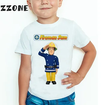 Bērnu Multfilmas Ugunsdzēsējs Sam Iespiesti Smieklīgu T kreklu Bērniem Vasaras Topi Baby Meitenes Zēni Liels Gadījuma T-krekls,ooo2078