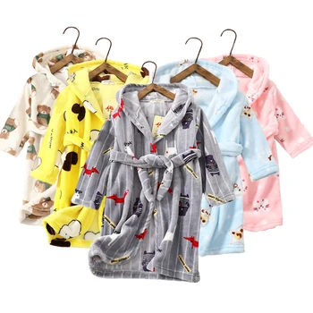 Bērnu peldmētelis meitenēm un zēniem, mīksts Bērnu Flaneļa sleepwear Bērnu pidžamas Zēniem Virsdrēbes karikatūra Bērnu apģērbu 2 līdz 8 gadiem