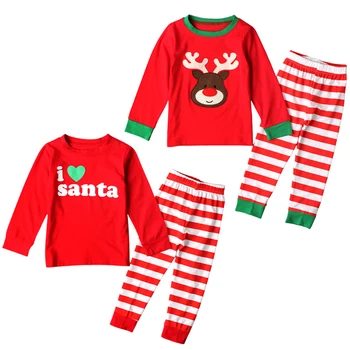 Bērnu Pidžamas Santa Briežu Pyjama Baby Meitenēm Pidžamas Zēniem Sleepwear 2-7Y Ziemassvētku Pajama Komplekti Pyjama garām Piedurknēm Bērnu Kostīms