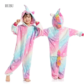 Bērnu Pidžamas Ziemas Sleepwear Zēni Onesies Meitenēm Pidžamas Komplekts Kigurumi Unicorn Panda Dzīvnieku Pyjama Bērniem, Bērnu Pijamas