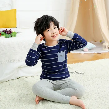 Bērnu Pidžamas Zēniem Pyjama Komplekti Rudens Bērnu Kokvilnas Sleepwear Baby Boy Apģērbs Atbilstu Top Ziemas Bikses Pidžamas Bērniem 8 10 12Years