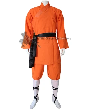 Bērnu, Pieaugušo, Oranžs Kokvilnas Shaolin Mūks Kung fu Drēbes, Cīņas mākslas Atbilstu Tai chi Wing Chun Formas tērpu