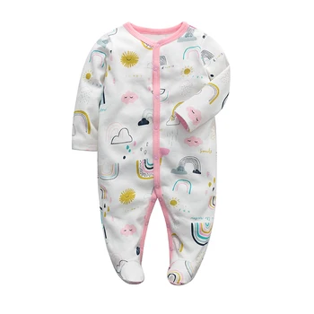 Bērnu Romper Jaundzimušo Bērnu Zēni Meitenes Gulšņi Pidžamu 3M -12 M Mēnešus Jumpsuit Zīdaiņu Drēbes ar garām Piedurknēm