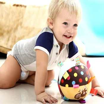 Bērnu Rotaļlietas 0-12 Mēneši Bērnu Gredzens Bell Bumbu Baby Auduma Mūzikas Mobile Mācību Rotaļlietas, Plīša Izglītības Roku Satveriet Grabēt Bumbu
