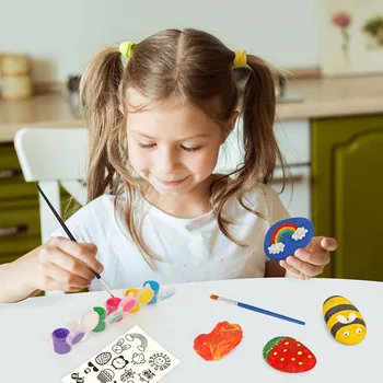 Bērnu Rotaļu Akmens Gleznu Kopumu, Childen Radošo Roku darbs Diy Grafiti Gleznu Multicolor Krāsošana Akmens Montessori Rotaļlietas