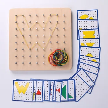 Bērnu Rotaļu Koka Montessori Radošs Grafikas Gumijas Savilcējs Nagu Plates Ar Kartēm Pirmsskolas Pirmsskolas Izglītības Rotaļlietas Bērniem