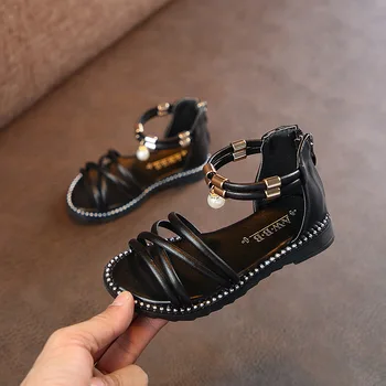 Bērnu sandales meitenēm kurpes ir 2021. vasaras jaunā modes rāvējslēdzējs, mīksta grunts princese kurpes meiteņu sandales bērniem dzīvokļi Romiešu sandales