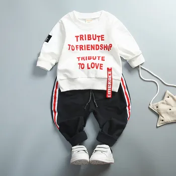 Bērnu Zēnu Apģērbu Komplekti, 2019. Gada Rudenī Bērnu Sporta Uzvalks Modes Kokvilnas Burtu 