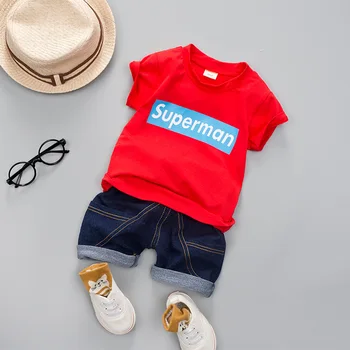 Bērnu Zēnu Drēbes noteikts Vasaras Vēstuli, Bērnu Apģērbu Komplekti 2pcsT krekls Topi + Bikses Kokvilnas Zīdaiņu Toddler Zēnu Apģērbs Apģērbs