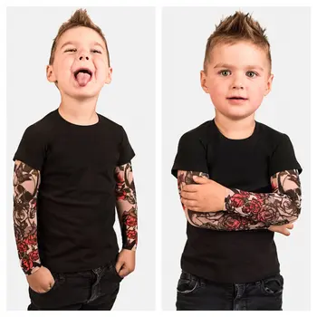Bērnu Zēnu Drēbes Ziedu Tetovējums Drukāt Piedurknēm T-krekls Karstā Pārdošanas Modes Toddler Zēnu Drēbes 1-6Y Hip Hop, Rock Stila Drēbes Bērniem