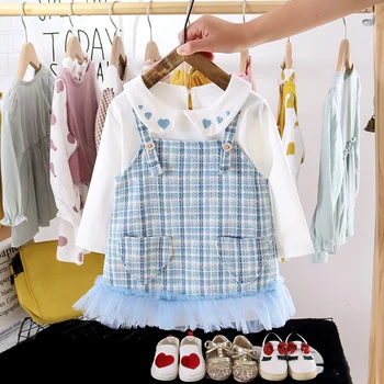 Bērnu, Zīdaiņu Meitene Drēbes Uzvalku ar garām Piedurknēm Blūze+Princešu Svārki Uzstādīt Kokvilnas Gadījuma Tērpiem, Meitene divdaļīga Kleita Apģērbs Apģērbs