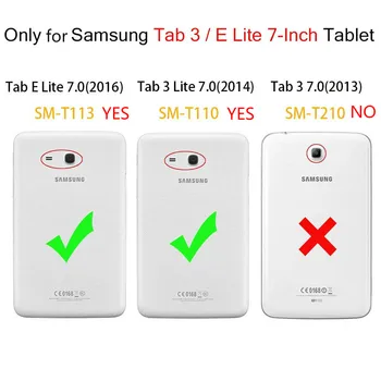 Būtiska Capa Vāciņu Galaxy Tab E 7.0 Lite SM-T113 360 Rotācijas Turētājs Gadījumā Samsung Tab3 Lite 7