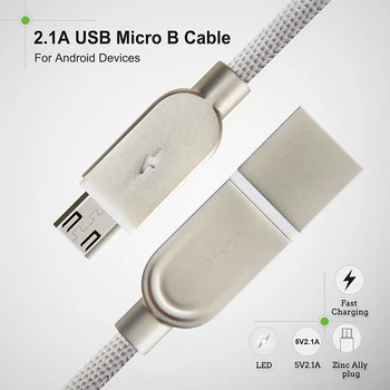 CABLETIME Micro USB Kabelis Strāvas Izolācijas Maksas Vads no Mikro Usb Lādētāju, Samsung Android Cinka Sakausējuma LED USB Kabeli C144