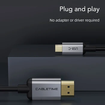 CABLETIME USB C HDMI Kabeli 4K 30Hz Thunderbolt 3 C Tipa Adapteris Oneplus 7T Huawei Mate Xiaomi HDMI Adapteris C375