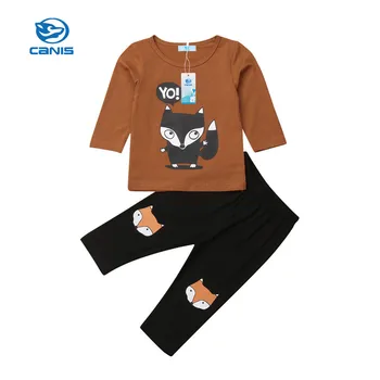 CAINS 2gab Toddler Bērniem Drukāt Puika T-krekls Top+Bikses garās Bikses Apģērbs Bērniem, Apģērbs Uzstādīt Kokvilnas Zēnu Apģērbu Komplekti Rudens 2019