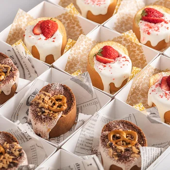 Cake 10pcs Kraft Papīra Kastē Caurspīdīgs Vāks Roll Donut Kūka Roll Iepakošanas Dzimšanas dienas Dāvanas, Dāvanu Puse